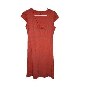 Toad & Co Womens Rosemarie Cap Dress S Coral Eco Organic Cotton Blend Boho Print